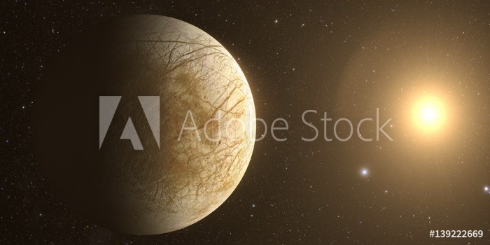 Picture of A rendered Image of the Jupiter Moon Europa on a starry background